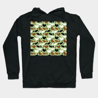 Squirrels Pattern in Green Red Squirrels Black Squirrel Repeating Patterns Hoodie